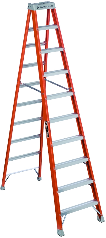 Louisville FS1510 Step Ladder, 170 in Max Reach H, 9-Step, 300 lb, Type IA Duty Rating, 3 in D Step, Fiberglass