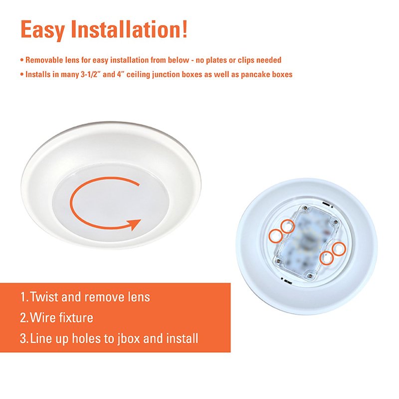 Halo HLS HLS6099501EWH-6BP Surface Light, 132 mA, 120 V, 16 W, LED Lamp, 900 Lumens, 5000 K Color Temp