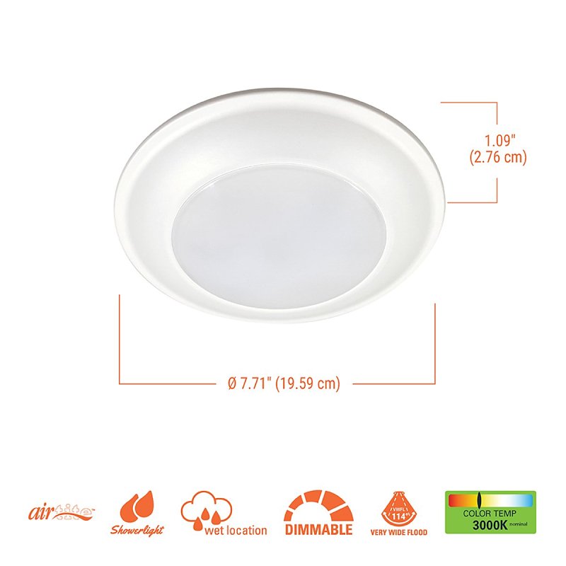 Halo HLS HLS6099301EWH-6BP Surface Light, 132 mA, 120 V, 16 W, LED Lamp, 900 Lumens, 3000 K Color Temp