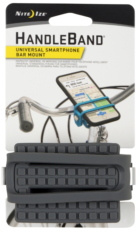 Nite Ize HandleBand HDB2-09-R3 Smart Phone-Mount, Silicone, Charcoal, Bar Mounting