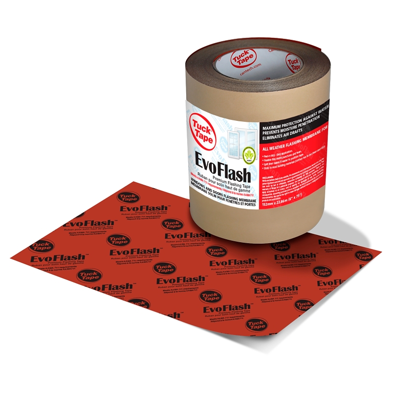 Cantech 505-52 Flashing Tape, 22.86 m L, 152 mm W, Polypropylene Backing, Red