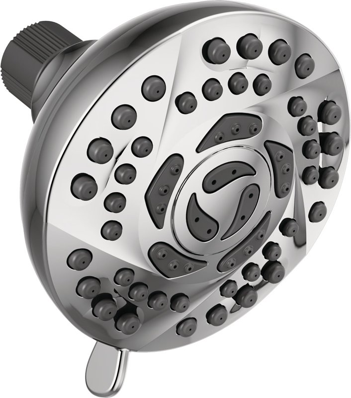 Peerless 76810 Shower Head, 1.75 gpm, 1/2 in Connection, IPS, 8-Spray Function, ABS, Chrome-Plated, 4-1/4 in Dia