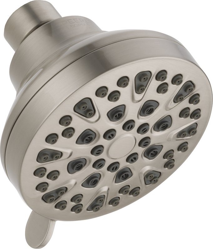 Peerless 76438BN Shower Head, 1.5 gpm, 1/2 in Connection, 4-Spray Function, Plastic, Brushed Nickel, 2-7/8 in L