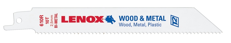 Lenox 22761OSB610R Series Reciprocating Saw Blade, Applicable Materials: Ferrous Metal, 3/4 in W, 6 in L, 10 TPI