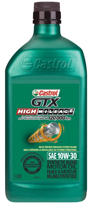 Castrol GTX 00017-38 High-Mileage Motor Oil, 10W-30, 1 L