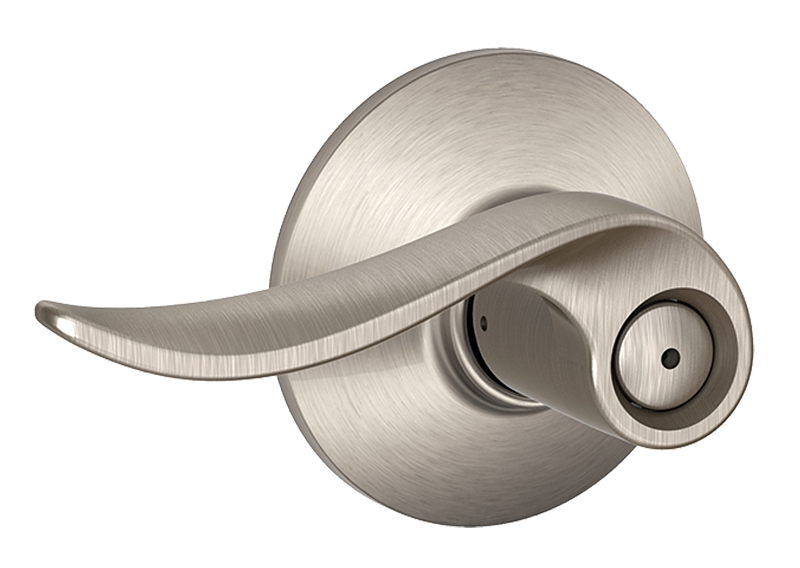 Schlage F Series F40VSAC619 Privacy Lever, Mechanical Lock, Satin Nickel, 2.63 in L x 5.38 in W x 2.75 in H Dimensions