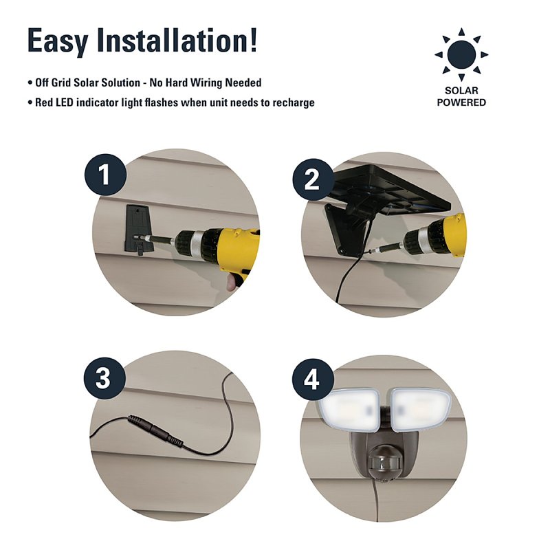 Halo SLFS1AM2B Motion Solar Security Light, 70 W, 2-Lamp, LED Lamp, Bright White Light, 1000 Lumens