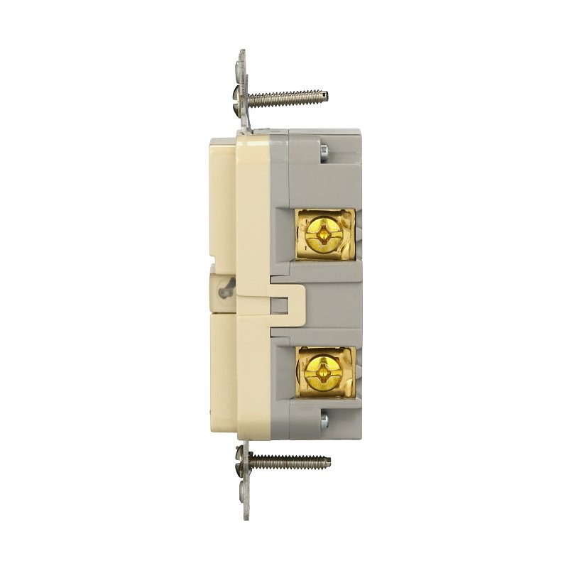 Eaton TRGF15V Tamper-Resistant GFCI Receptacle, 125 V, 15 A, NEMA: NEMA 5-15R, Back, Side Wiring, Ivory