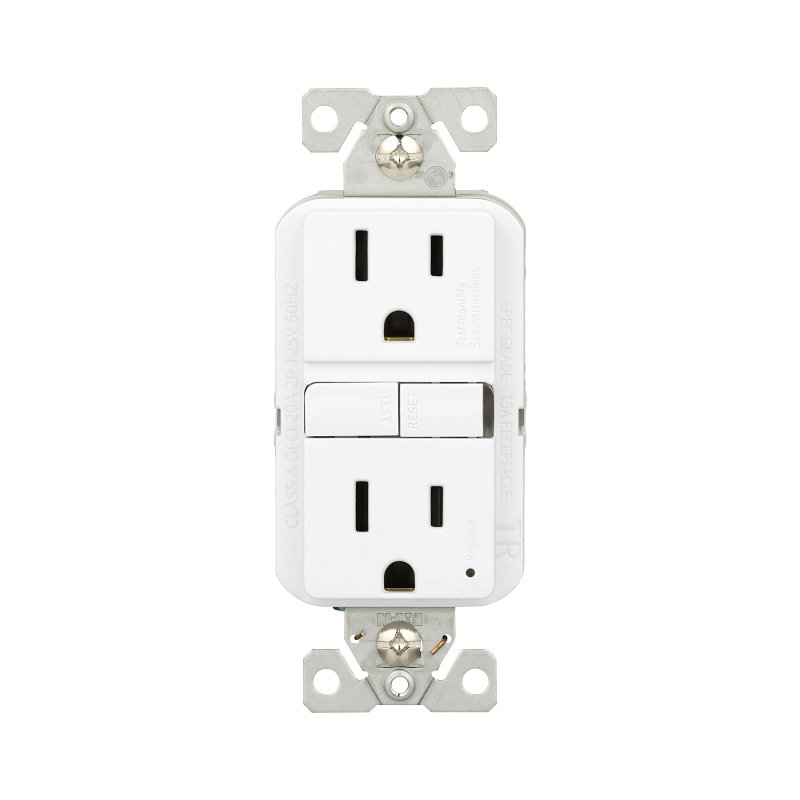 Eaton TRGF15W-WP Tamper-Resistant GFCI Receptacle, 125 V, 15 A, NEMA: NEMA 5-15R, Back, Side Wiring, White