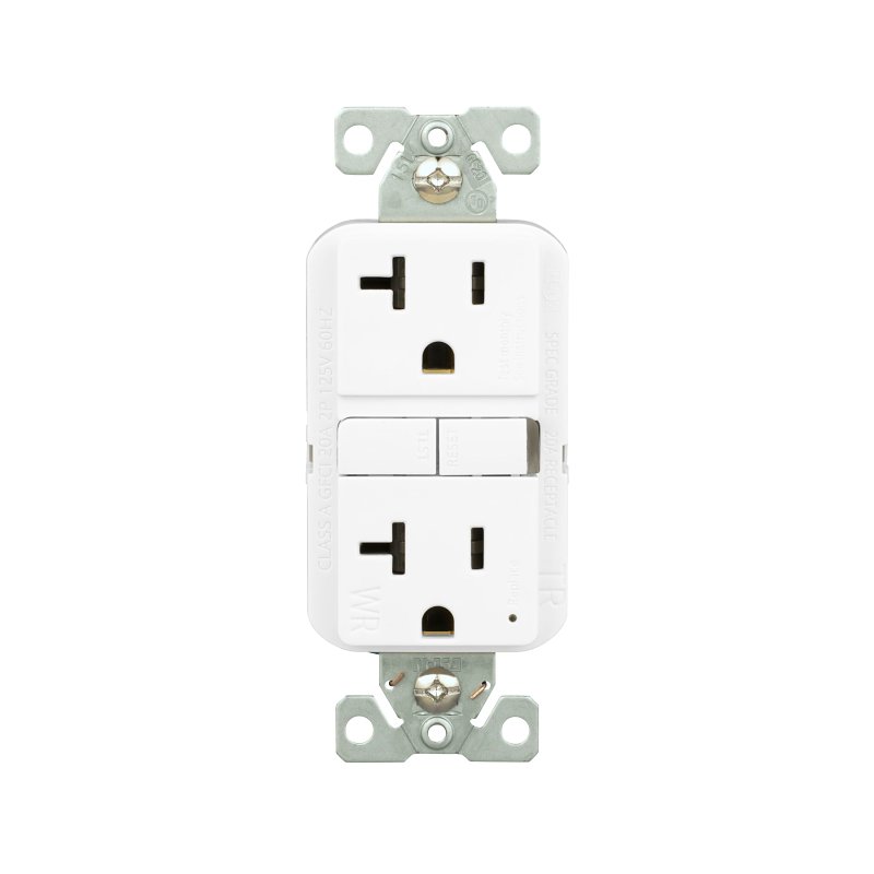 Eaton TWRGF20W Tamper and Weather-Resistant GFCI Receptacle, 125 V, 20 A, NEMA: NEMA 5-20R, Back, Side Wiring