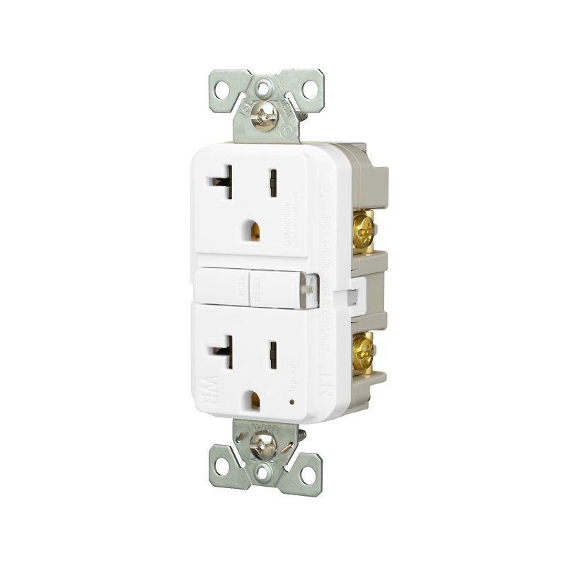 Eaton TWRGF20W Tamper and Weather-Resistant GFCI Receptacle, 125 V, 20 A, NEMA: NEMA 5-20R, Back, Side Wiring