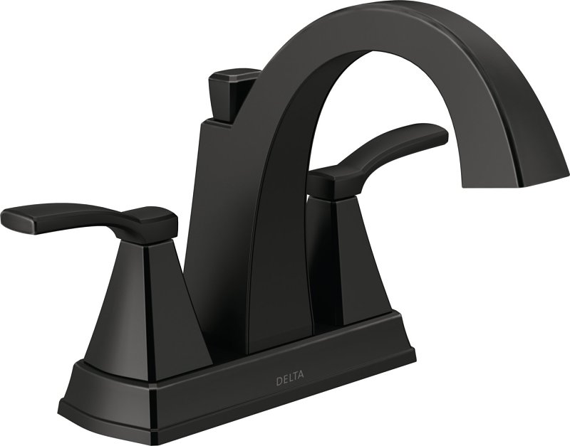 Delta Flynn Series 25768LF-BL Centerset Bathroom Faucet, 1.2 gpm, 2-Faucet Handle, 3-Faucet Hole, Matte Black