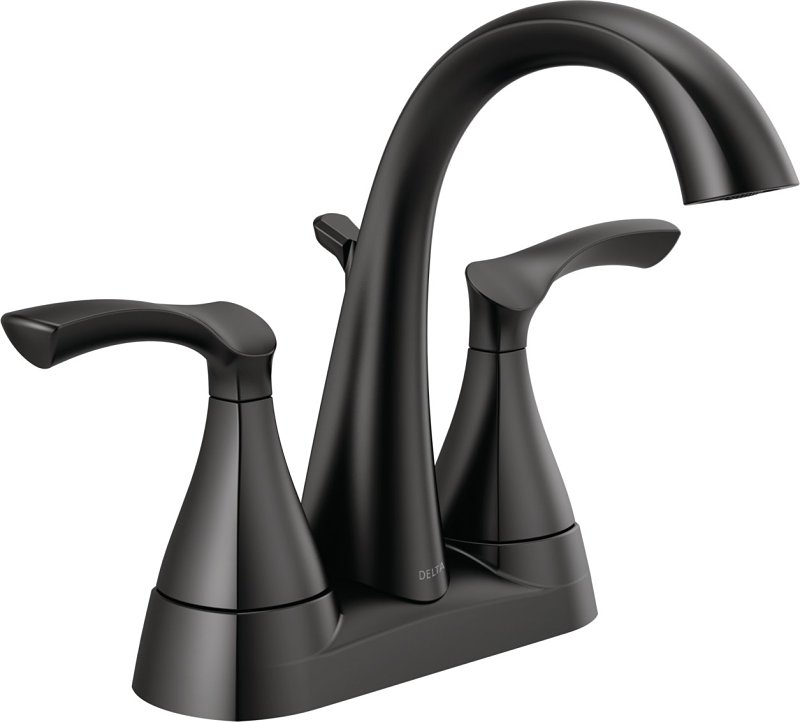 Delta SANDOVER Series 25748LF-BL Centerset Bathroom Faucet, Matte Black, 6-5/16 in Plate Size, 5-1/16 in, 1.2 gpm