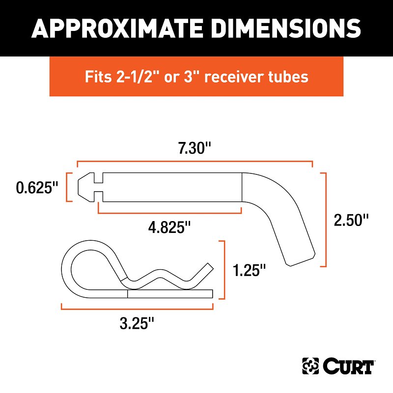 Curt 21506 Wire Hair Pin Clip, 0.62 in Dia Pin, Zinc