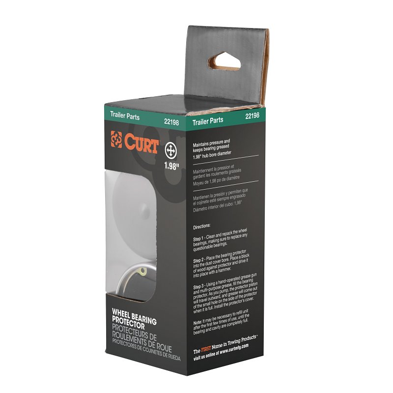Curt 22198 Bearing Protector and Cover, 1.98 in Dia, Plastic, Chrome
