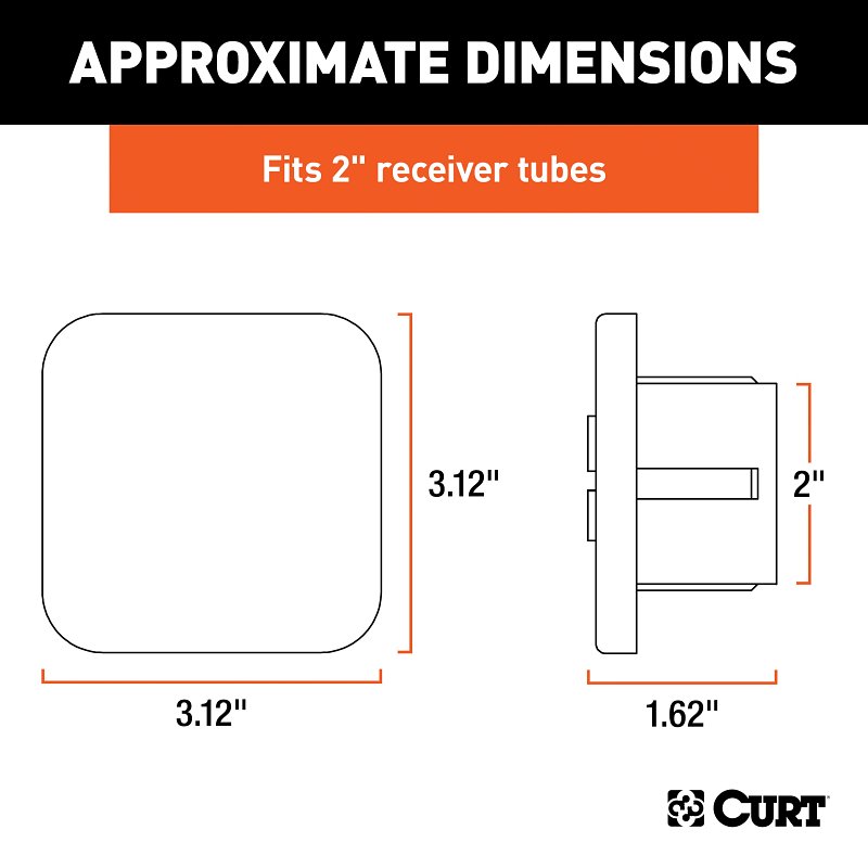 Curt 22276 Hitch Tube Cover, Specifications: 2 in Receiver Tube Size, Rubber, Black