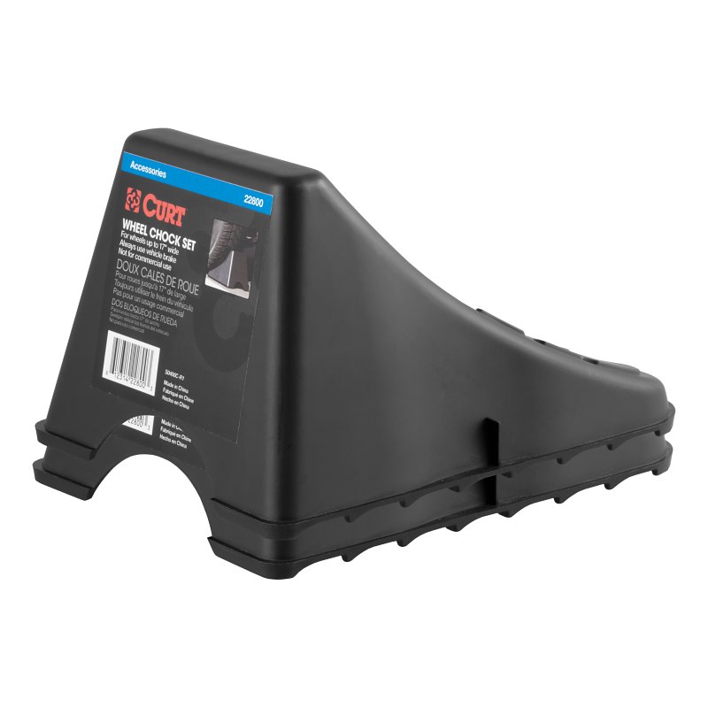 Curt 22800 Wheel Chock Set, 8-1/4 in L, 6.12 in W, 4-3/4 in H, Plastic, Black