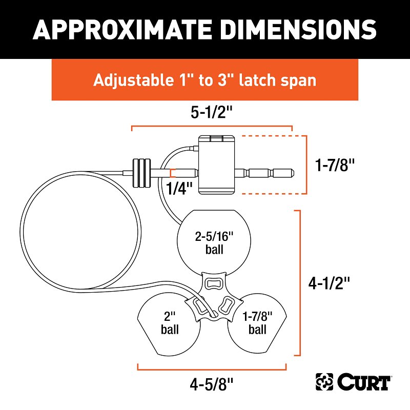 Curt 23083 Hitch and Tri-Ball Coupler Lock Set, 5/8 in Dia Pin, Carbon Steel, Chrome