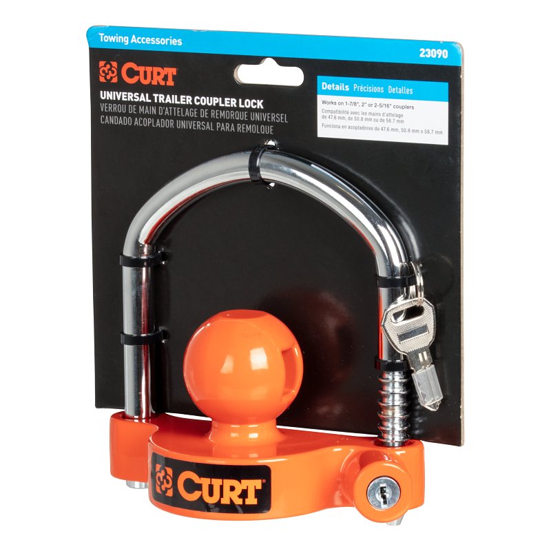 Curt 23090 Universal Trailer Coupler Lock, Aluminum/Carbon Steel, Powder-Coated