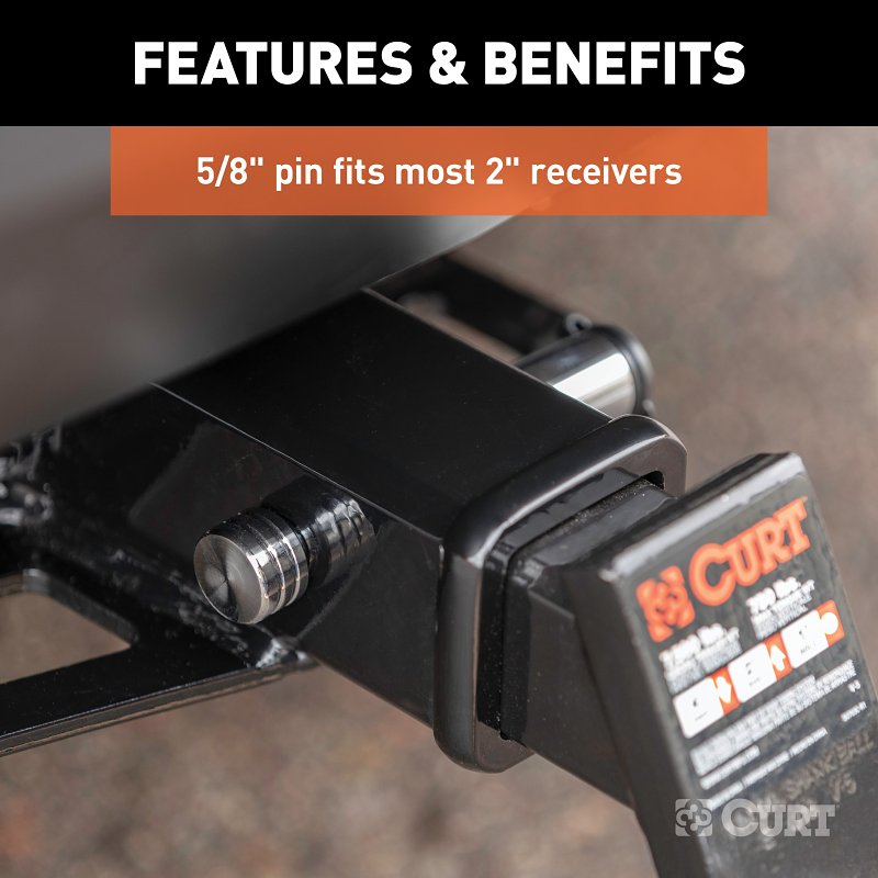 Curt 23515 Receiver Lock, 5/8 in Dia Shackle, For: 2 in Receiver Tube, Hitch Lock, Carbon Steel, Chrome