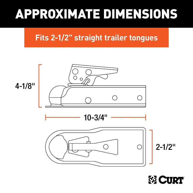 Curt 25135 Trailer Coupler, 3500 lb, 2 in Ball, Zinc