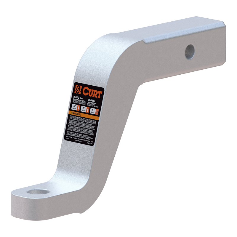 Curt 45362 Ball Mount, 8-1/2 in L, 6 in Drop, 5 in Rise, Class 3 Hitch, 1 in Dia Hitch Ball, Aluminum