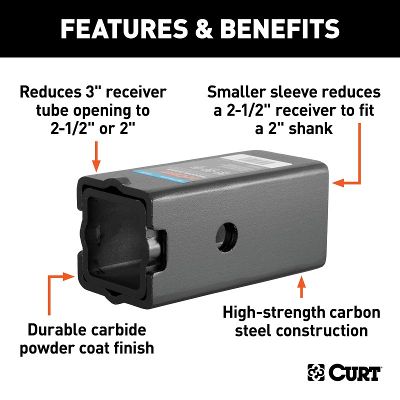 Curt 45408 Reducer Sleeve Set, Carbon Steel, Powder-Coated