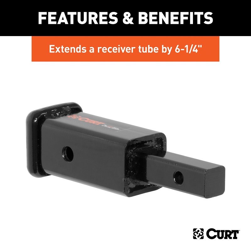 Curt 45785 Receiver Tube Adapter, 350 lb, Carbon Steel, Gloss/Powder-Coated, For: 1-1/4 to 2 in Shanks