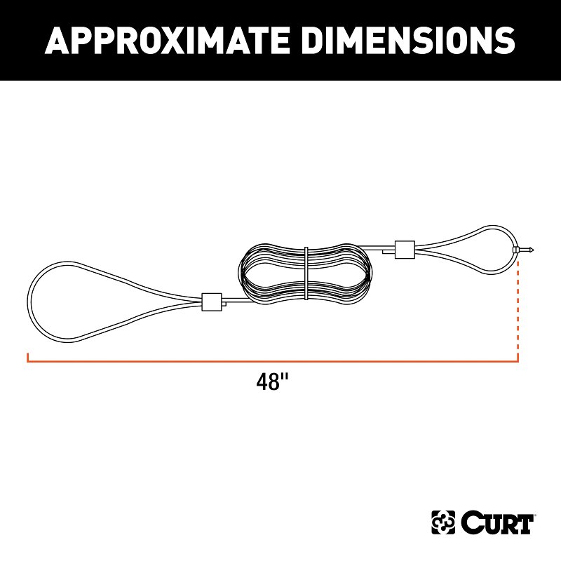 Curt 52021 Replacement Breakaway Switch Lanyard, Steel, Clear Coat