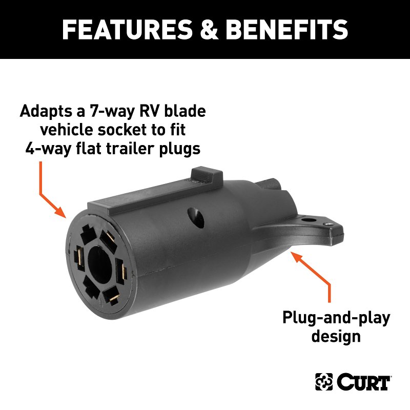 Curt 57241 Electrical Adapter, Includes: 4-Way Flat, 4-Way Round, 5-Way Flat, 6-Way Round, 7-Way RV Blades