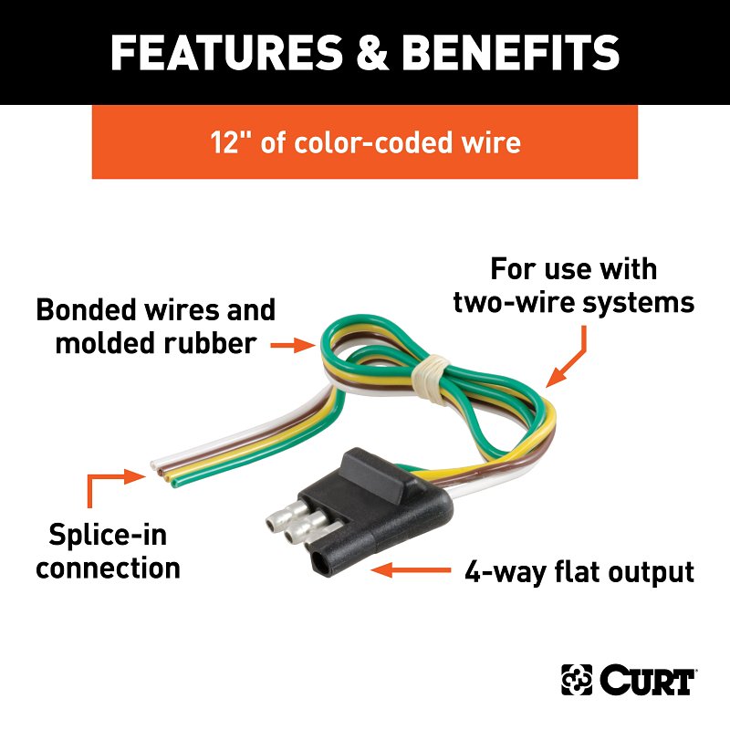 Curt 58031 Connector Plug with 12 in Wire