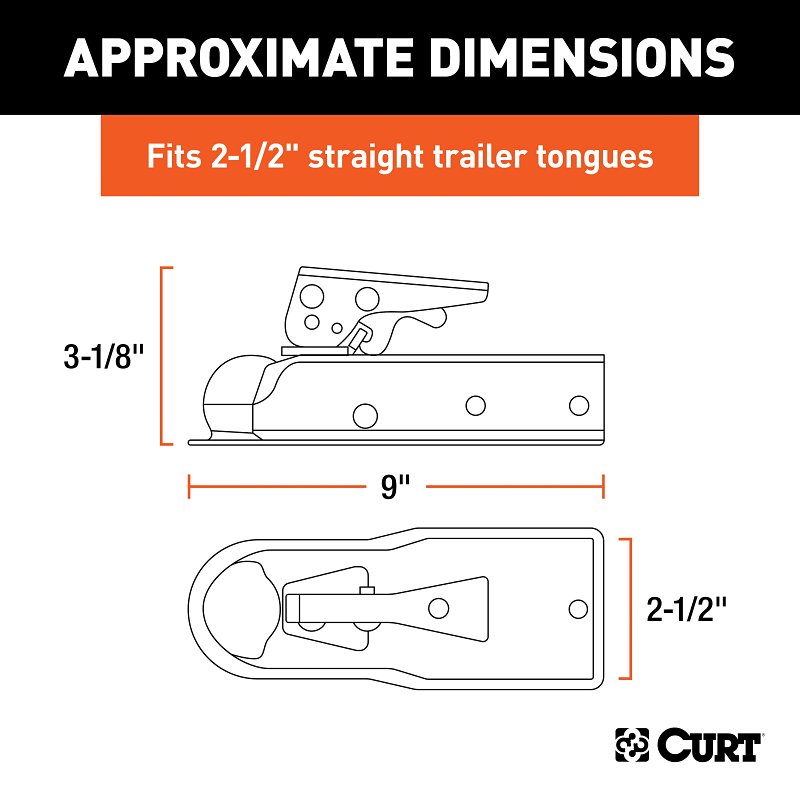 Curt 25105 Trailer Coupler, 2000 lb, 1-7/8 in Ball