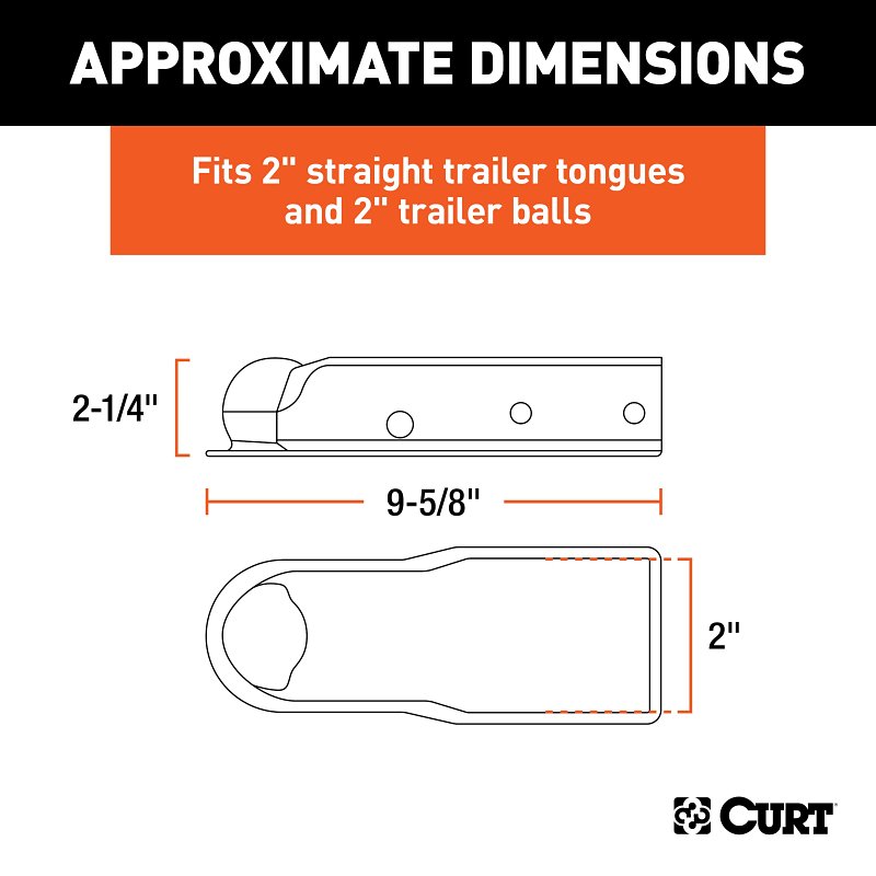Curt QuickPin Series 25470 No-Latch Trailer Coupler, 3500 lb, 2 in Ball, Powder-Coated, 1 PK