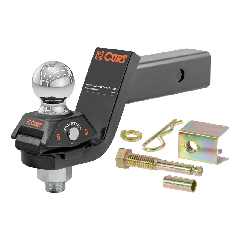 Curt RockerBall Series 45143 Cushion Hitch Kit, 3 in Drop, Class 3, 4, 5 Hitch, 2 in Dia Hitch Ball, Steel