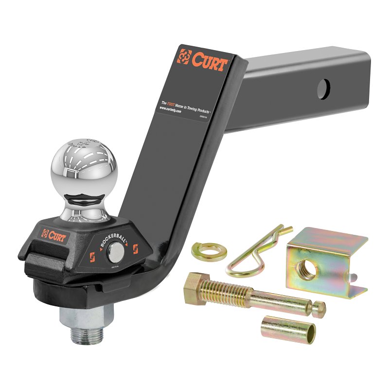 Curt RockerBall Series 45144 Cushion Hitch Kit, 5 in Drop, Class 3, 4, 5 Hitch, 2 in Dia Hitch Ball, Steel