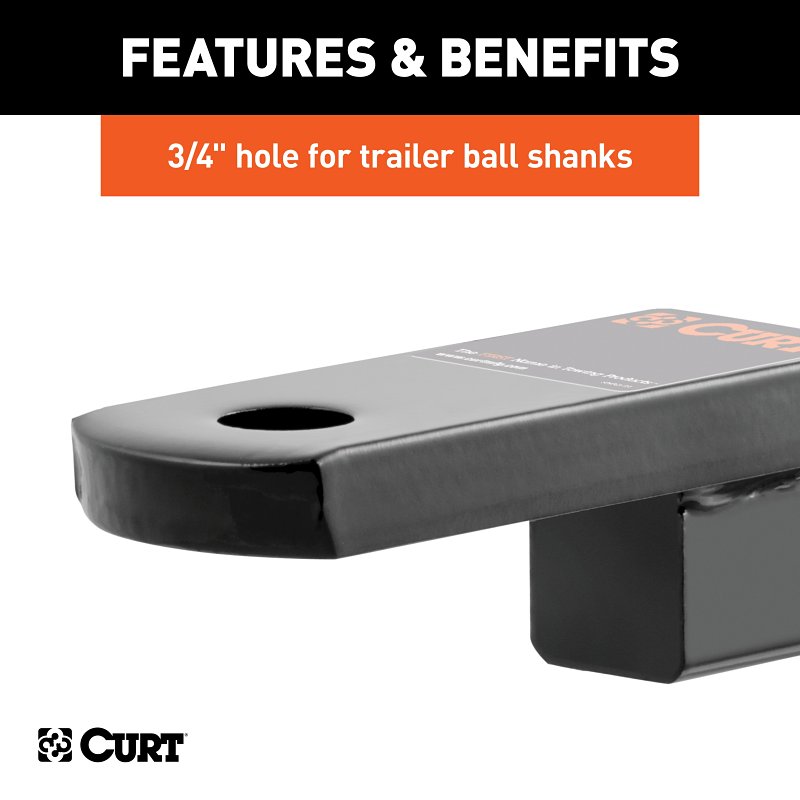 Curt 45519 Ball Mount, 9-3/4 in L, 1-1/4 in Drop, 3/4 in Rise, Class 2 Hitch, Carbon Steel, Powder-Coated