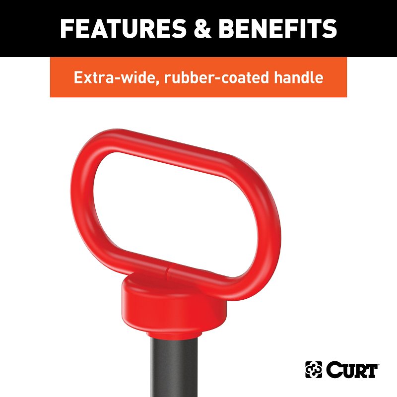 Curt 45804 Clevis Pin, 5/8 in Dia Pin, 4 in OAL, Carbide/Steel, Powder-Coated