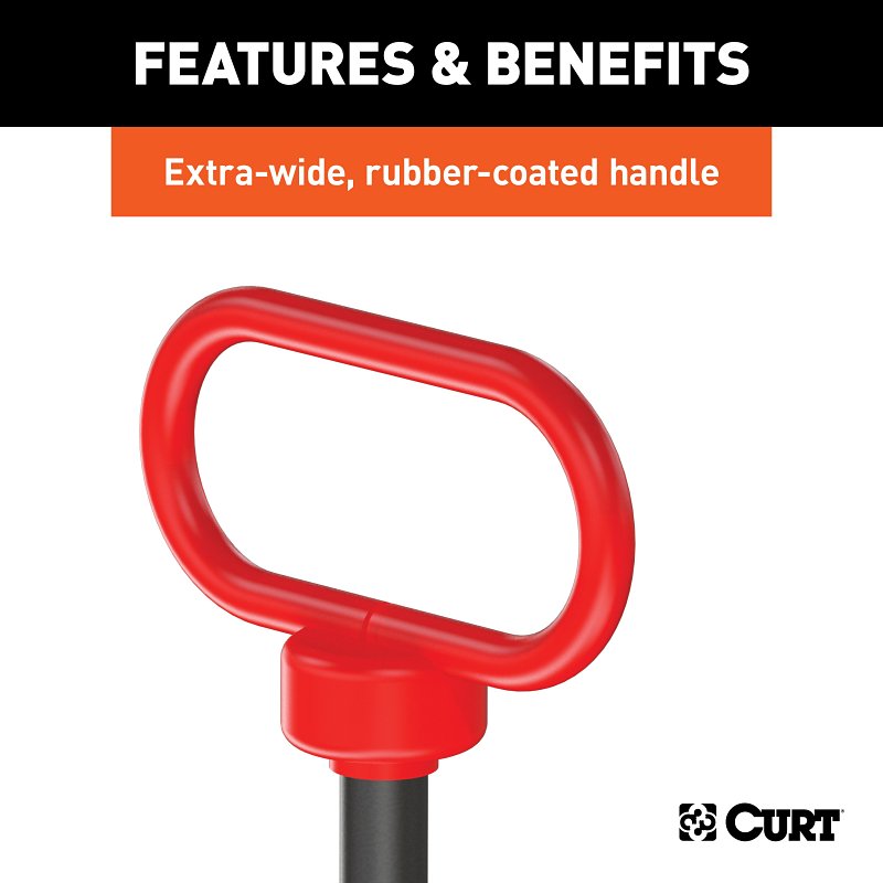 Curt 45805 Clevis Pin, 1/2 in Dia Pin, 3-5/8 in OAL, Carbide/Steel, Powder-Coated