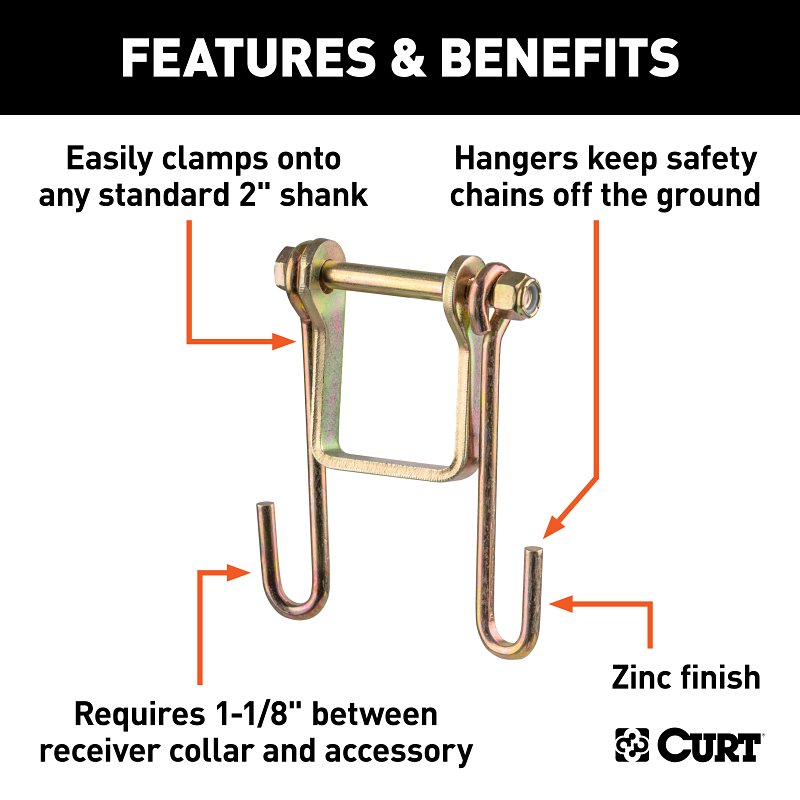 Curt 45806 Trailer Safety Chain Holder Bracket, Carbon Steel, Zinc