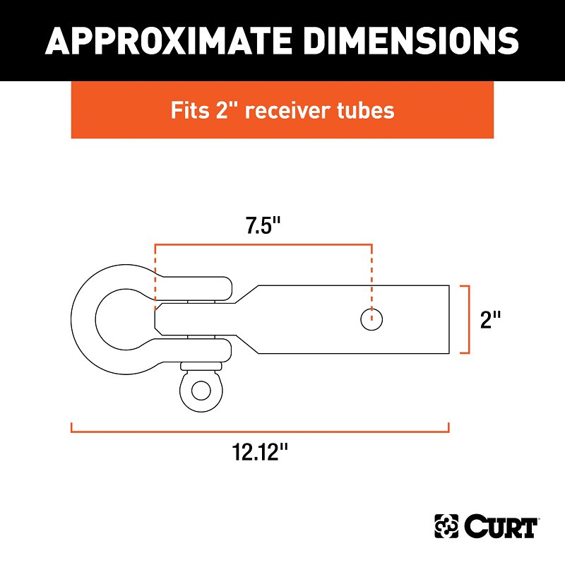Curt 45832 D-Ring Shackle Mount, Class 4, 5 Hitch, Steel, Carbide Powder-Coated
