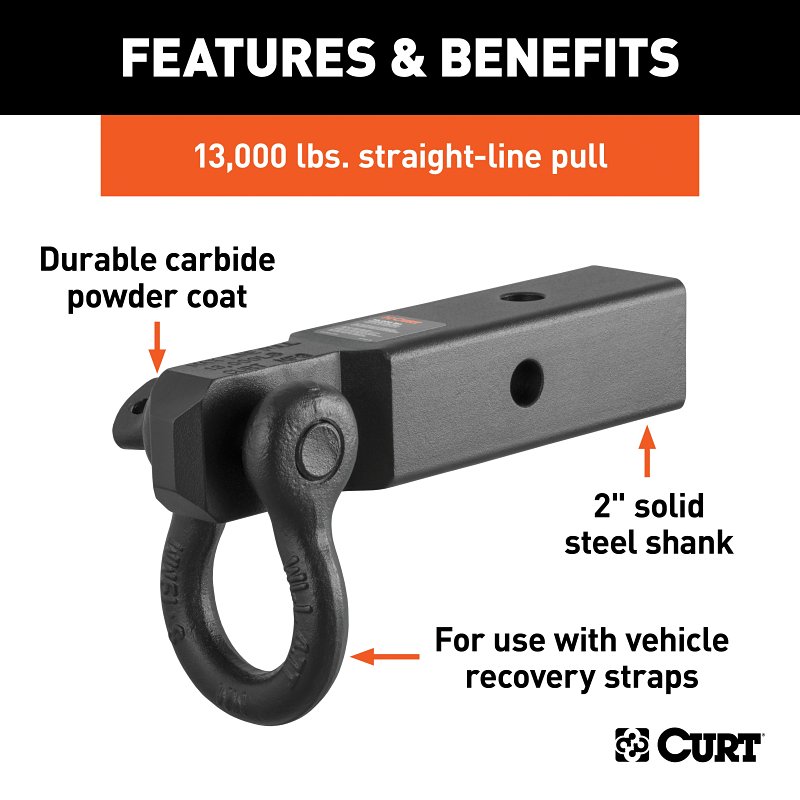 Curt 45832 D-Ring Shackle Mount, Class 4, 5 Hitch, Steel, Carbide Powder-Coated