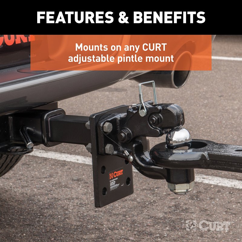 Curt 48190 Ball and Pintle Combination, 10,000 lb, 16,000 lb Working Load, Powder-Coated, 2 in Dia Eye, Steel