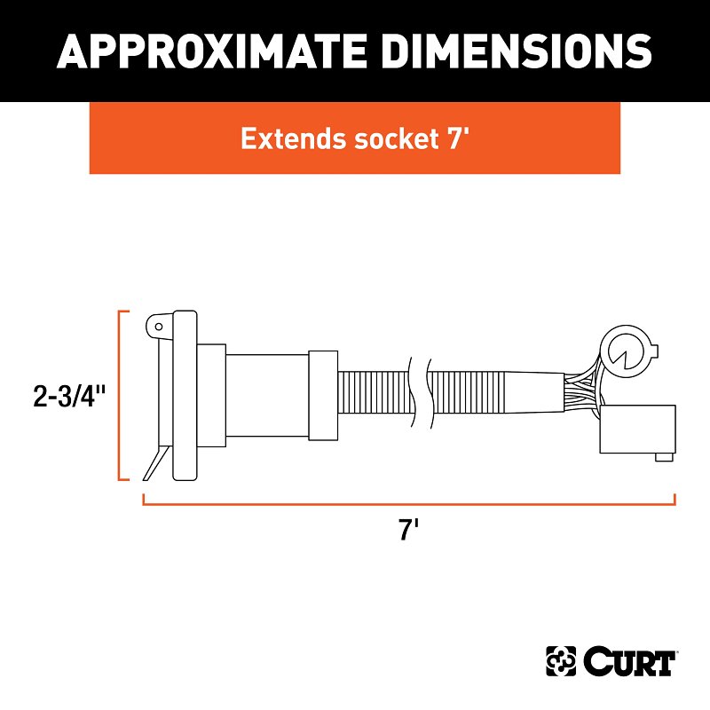 Curt 56070 Custom Wiring Harness Extension, 7 ft L