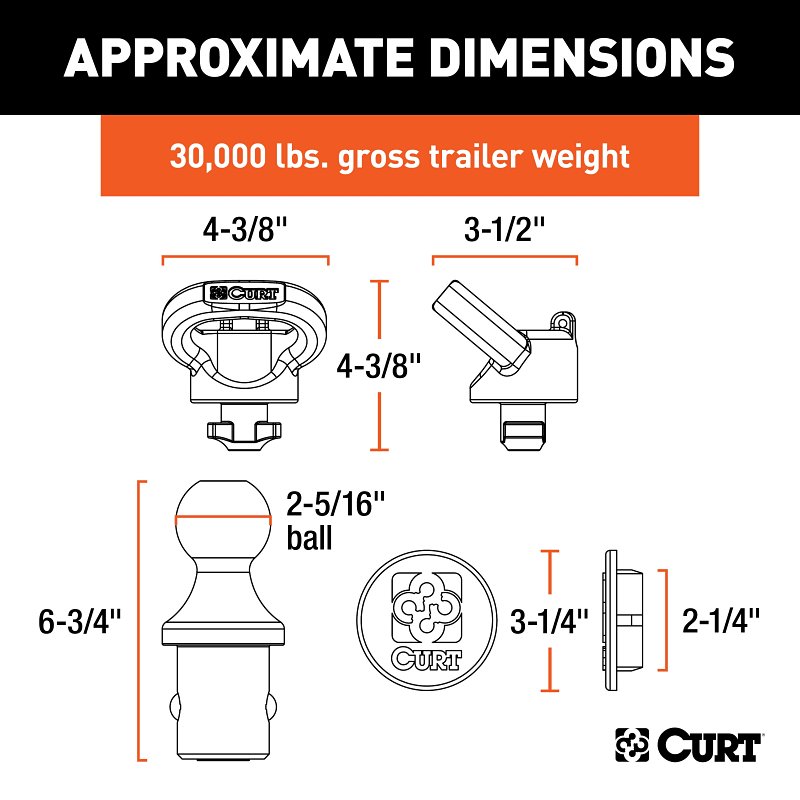 Curt 60618 Gooseneck Kit, For: Ram Puck System