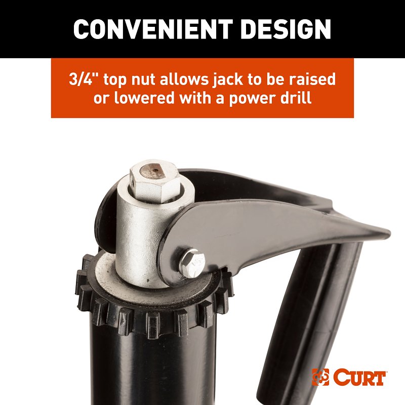 CURT Quick Drop 733926 Tongue Jack, 2000 lb Lifting, 14 in Max Lift H, 5 in OAH