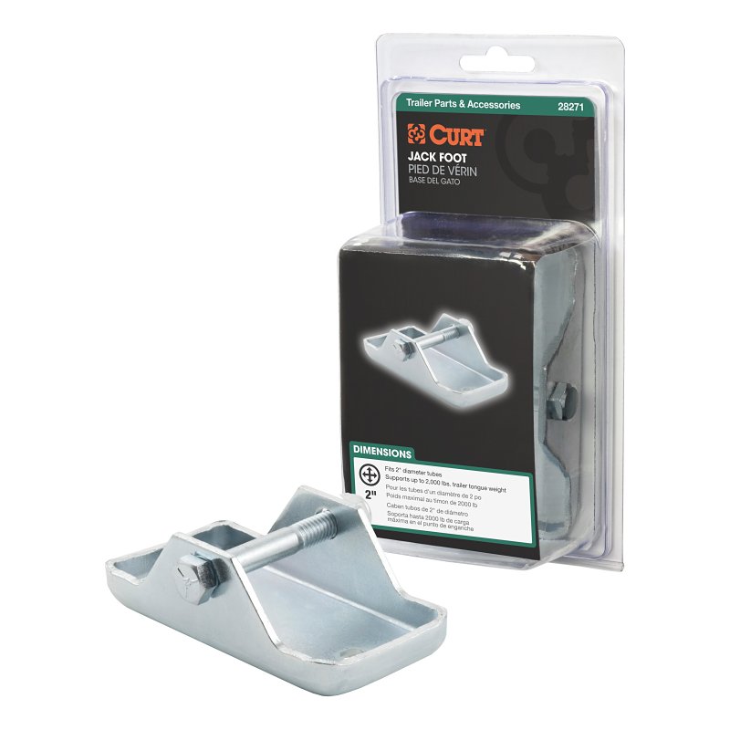 Curt 28271 Jack Foot, 2000 lb, Bolt-On Locking, Steel, Clear Zinc