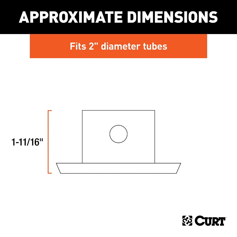 Curt 28273 Jack Foot, For: 2 in Dia Tube, 2000 lb, Pin-On Locking, Steel, Clear Zinc