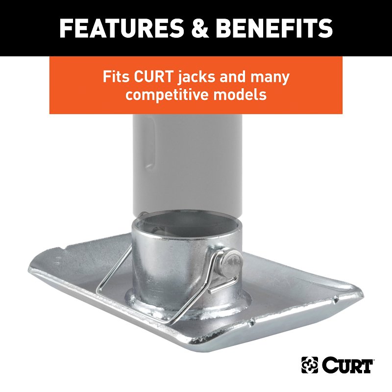 Curt 28273 Jack Foot, For: 2 in Dia Tube, 2000 lb, Pin-On Locking, Steel, Clear Zinc