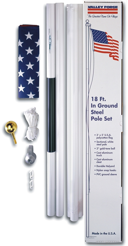 Valley Forge SFP18F-S In-Ground Pole Kit, Polycotton