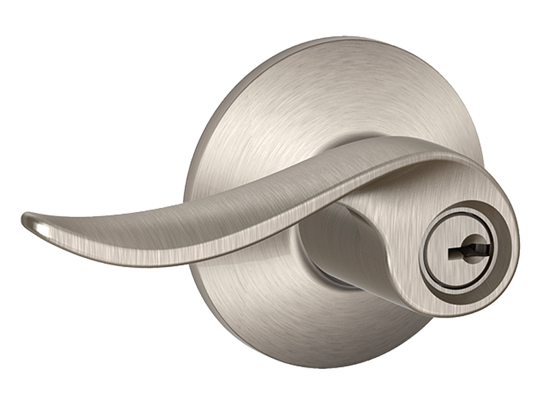 Schlage F Series F51VSAC619 Entry Lever, Mechanical Lock, Satin Nickel, 7/8 in Housing Dia, Metal, Residential, 2 Grade